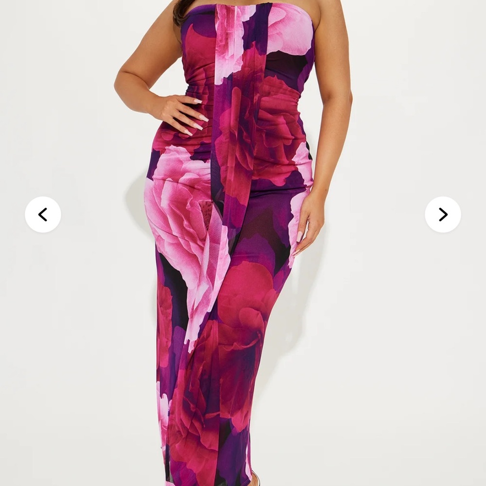 Fashion Nova Floral Strapless Maxi Dress